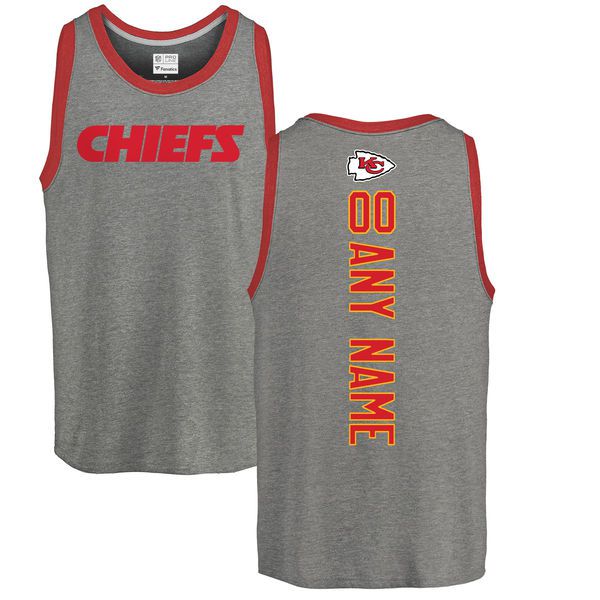 Men Kansas City Chiefs NFL Pro Line by Fanatics Branded Ash Custom Backer Tri-Blend Tank Top T-Shirt->->Sports Accessory
